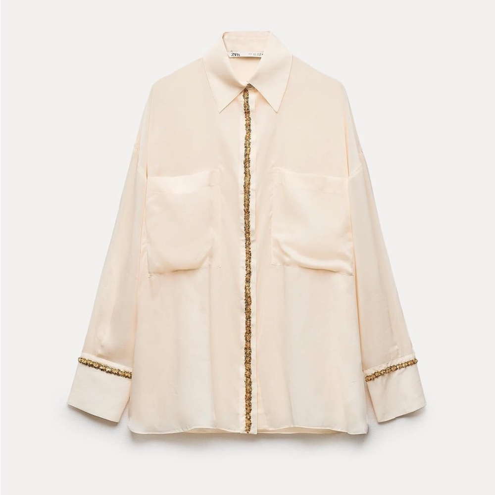 Zara Button-Down Shirt with Gold Accents